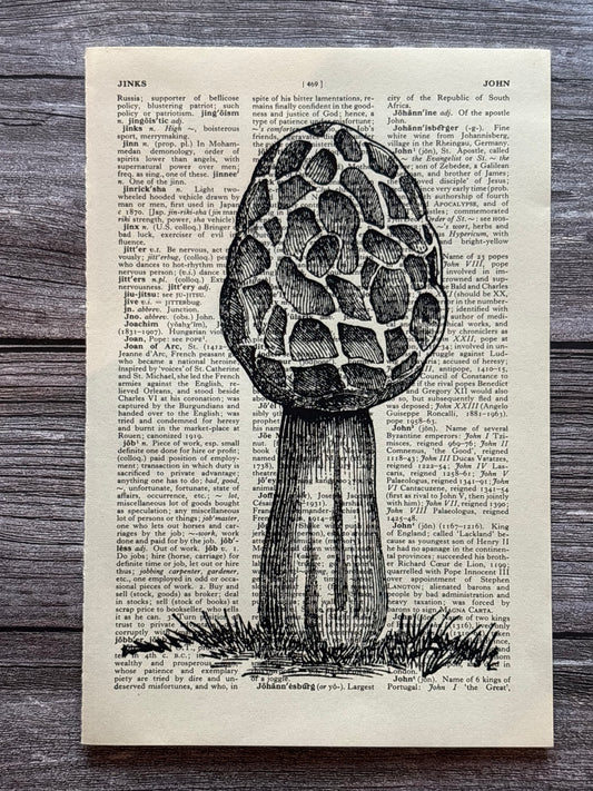 Antique Fungi Dictionary Page Wall Art | Dark Cottagecore Gothic Print