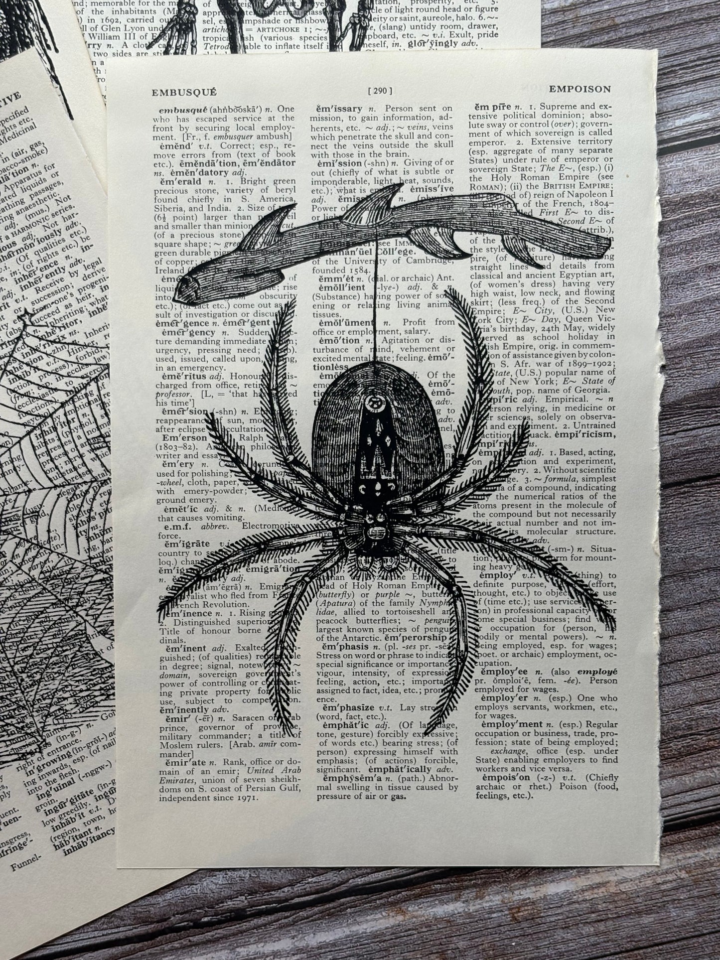 Antique Witchy Halloween Dictionary Page Wall Art | Dark Cottagecore Gothic Prints | Set of 4