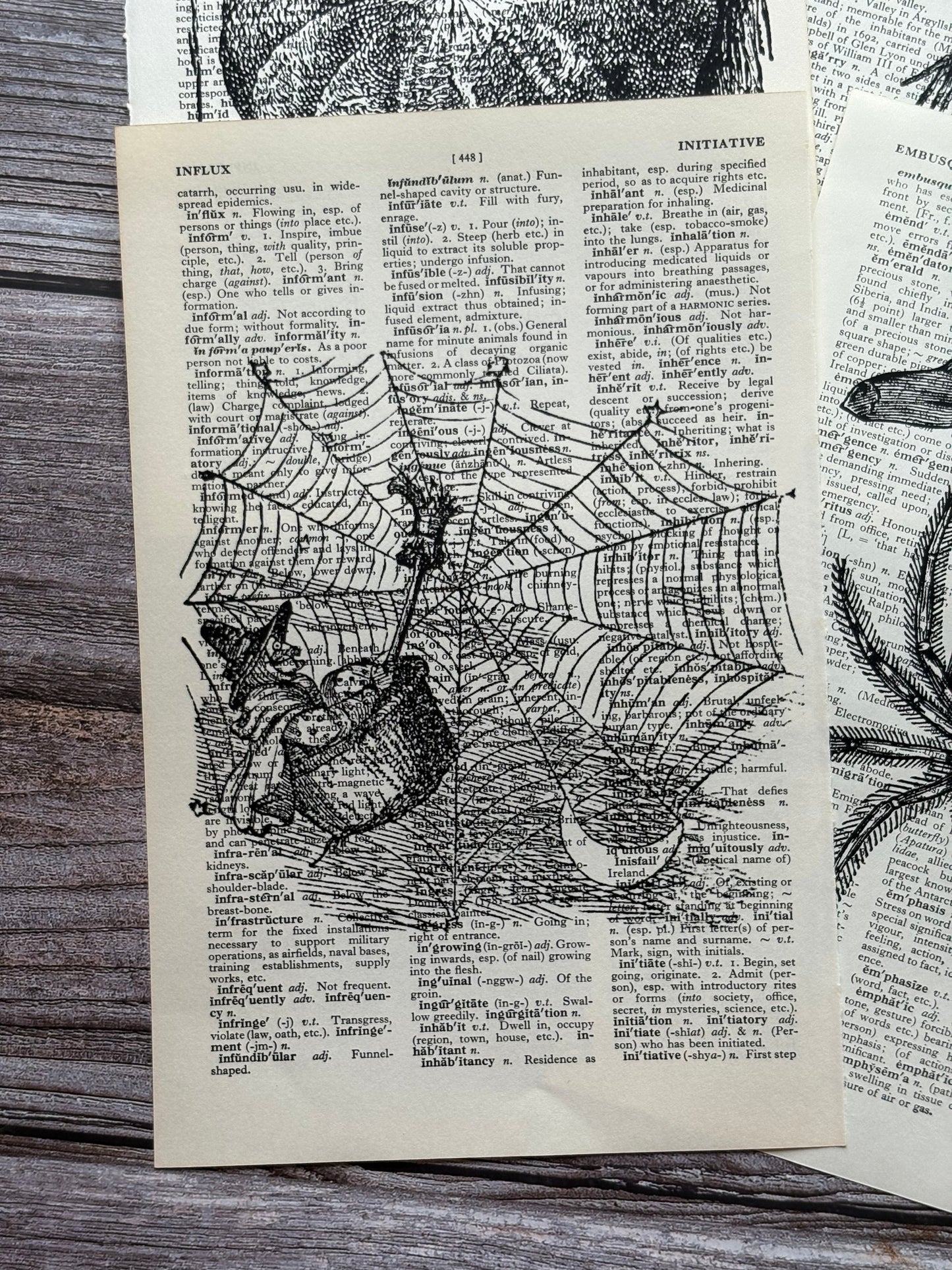 Antique Witchy Halloween Dictionary Page Wall Art | Dark Cottagecore Gothic Prints | Set of 4