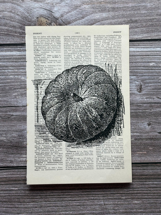 Antique Pumpkin Dictionary Page Wall Art | Dark Cottagecore Gothic Print